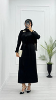 Mx3339-Saten Elbise-Siyah