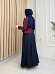 Mx3429-Etnik Desen Etekli Takım-Lacivert