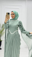 Mx3842-Hüma Abiye-Mint Yeşili