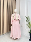 Pg5299-Etek Ucu Fırfırlı Elbise-Pembe