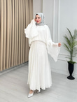 Pn4467-Meyra Premium Etekli Takım-Beyaz