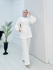 Pr3634-Cupra Dubai Pantolonlu Takım-Beyaz