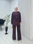 Pr3634-Cupra Dubai Pantolonlu Takım-Mürdüm