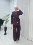 Pr3634-Cupra Dubai Pantolonlu Takım-Mürdüm