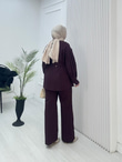 Pr3634-Cupra Dubai Pantolonlu Takım-Mürdüm