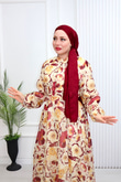 Pr6813-Soft Kumaş A Kesim Elbise-Bordo