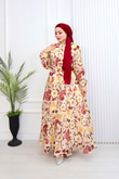 Pr6813-Soft Kumaş A Kesim Elbise-Bordo