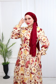 Pr6813-Soft Kumaş A Kesim Elbise-Bordo