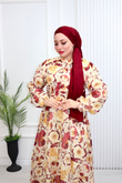 Pr6813-Soft Kumaş A Kesim Elbise-Bordo