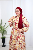 Pr6813-Soft Kumaş A Kesim Elbise-Bordo