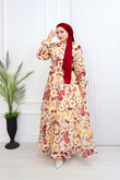 Pr6813-Soft Kumaş A Kesim Elbise-Bordo