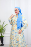 Pr6813-Soft Kumaş A Kesim Elbise-Mavi