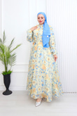 Pr6813-Soft Kumaş A Kesim Elbise-Mavi