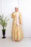 Pr6813-Soft Kumaş A Kesim Elbise-Sarı