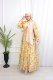 Pr6813-Soft Kumaş A Kesim Elbise-Sarı