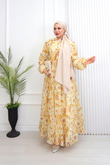 Pr6813-Soft Kumaş A Kesim Elbise-Sarı