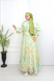 Pr6813-Soft Kumaş A Kesim Elbise-Yeşil