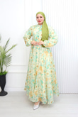 Pr6813-Soft Kumaş A Kesim Elbise-Yeşil