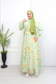 Pr6813-Soft Kumaş A Kesim Elbise-Yeşil