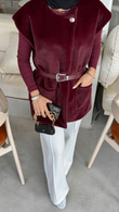 Px0102-Mira Kürk Yelek-Bordo