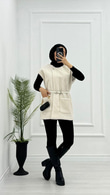 Px0102-Mira Kürk Yelek-Krem