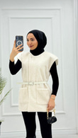 Px0102-Mira Kürk Yelek-Krem