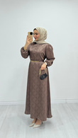 Px5833-Hayal Elbise-Kahverengi