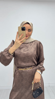 Px5833-Hayal Elbise-Kahverengi