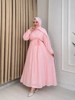 Px6792-Simli Vual Elbise-Pembe