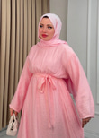 Px6792-Simli Vual Elbise-Pembe