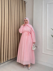 Px6792-Simli Vual Elbise-Pembe