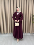 Qb3423-Tensel Etekli Takım-Mürdüm