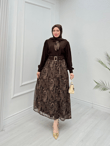 Qb3456-Maria Etek Takım-Kahverengi