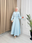 Qb5296-Melisa Tensel Elbise-Mavi
