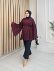 Qd2170-Tensel Gömlek-Bordo