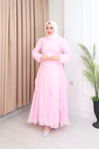 Qd6810b-Vual Asimetrik Kemerli Elbise-Pembe