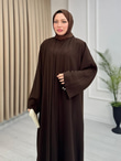 Qv2557-Abaya Elbise-Kahverengi