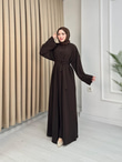 Qv2557-Abaya Elbise-Kahverengi