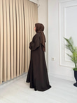 Qv2557-Abaya Elbise-Kahverengi