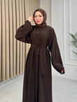 Qv2557-Abaya Elbise-Kahverengi