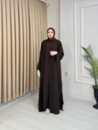 Qv2557-Abaya Elbise-Kahverengi