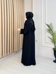 Qv2557-Abaya Elbise-Siyah