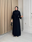 Qv2557-Abaya Elbise-Siyah