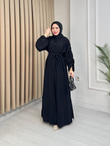 Qv2557-Abaya Elbise-Siyah