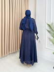 Qw5297-Dantelli Vual Elbise-Lacivert