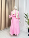 Qw5297-Dantelli Vual Elbise-Pembe