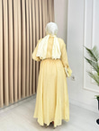Qw5297-Dantelli Vual Elbise-Sarı