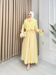 Qw5297-Dantelli Vual Elbise-Sarı