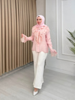 Qz2167-Dantel Detaylı Vual Gömlek-Pastel Pembe