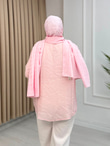 Qz2167-Dantel Detaylı Vual Gömlek-Pastel Pembe